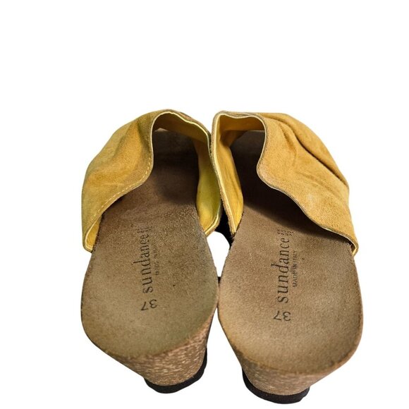 Sundance Mustard Suede Slip On Wedge Sandals Size 37/6 - Picture 4 of 7